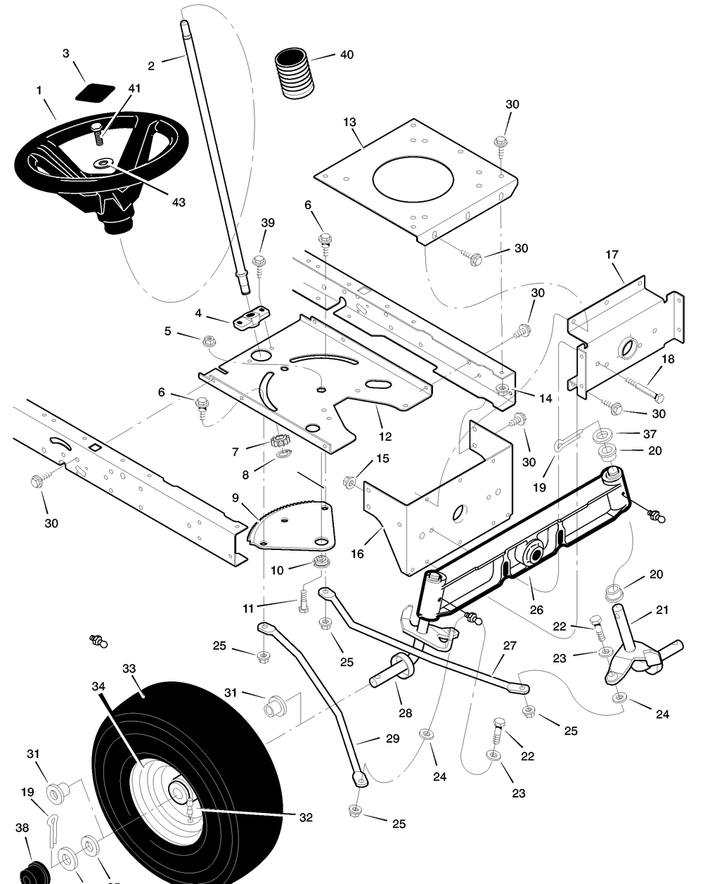 Steering Diagram and Parts List for 465610X99A 2003 Briggs and Stratton Lawn Tractor